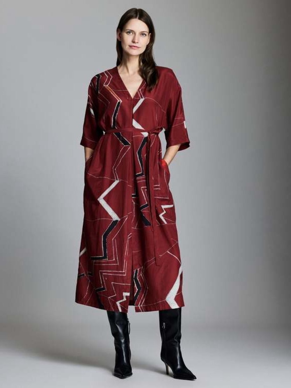 Billy Reid / Garmentory Maroon Geometric Dress - Picture 3 of 4